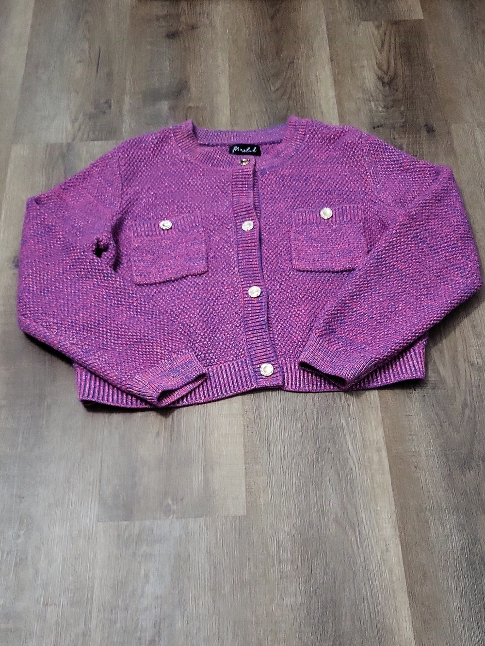 Marled Purple Knit Cardigan Jacket